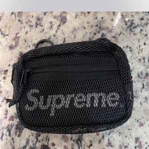 Reflective Supreme Black Mesh Crossbody Bag